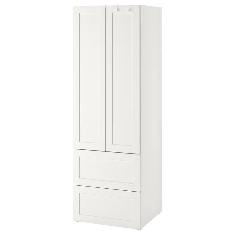 IKEA SMÅSTAD СМОСТАД / PLATSA ПЛАТСА, гардероб, білий з каркасом / з 2 шухлядами, 60x57x181 см 194.308.49 фото №1