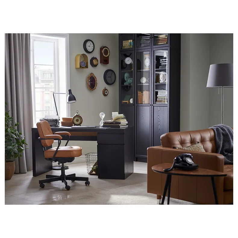 IKEA MALM МАЛЬМ, письмовий стіл, чорно-коричневий, 140x65 см 002.141.57 фото №10