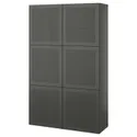 IKEA BESTÅ БЕСТО, комбинация для хранения с дверцами, Темно-серый / Мертвикен темно-серый, 120x42x193 см 095.081.41 фото thumb №1