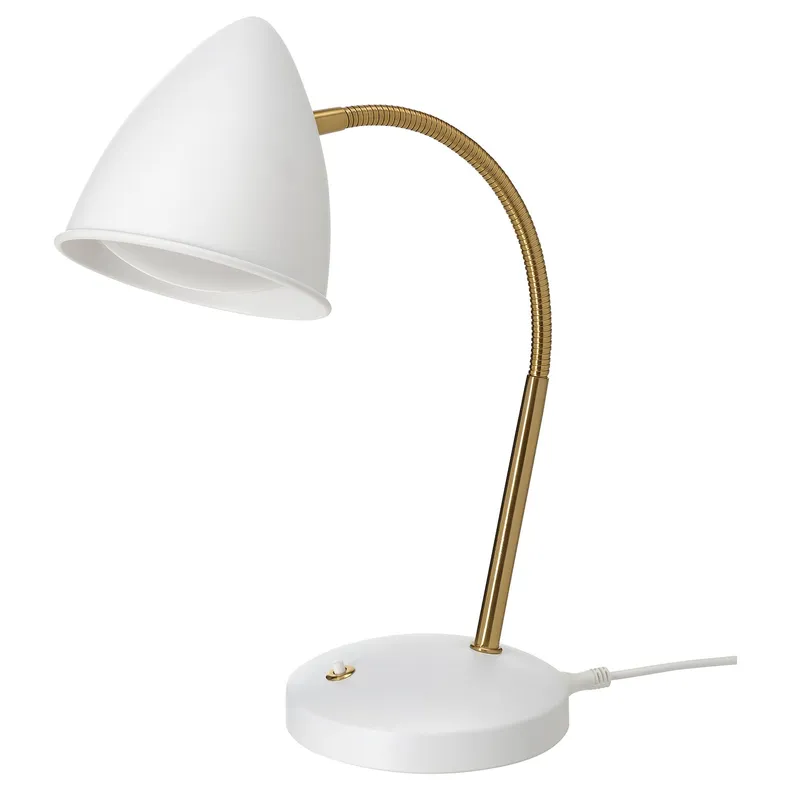 IKEA ISNÅLEN ІСНОЛЕН, LED робоча лампа, колір білий / латунь 605.012.64 фото №1