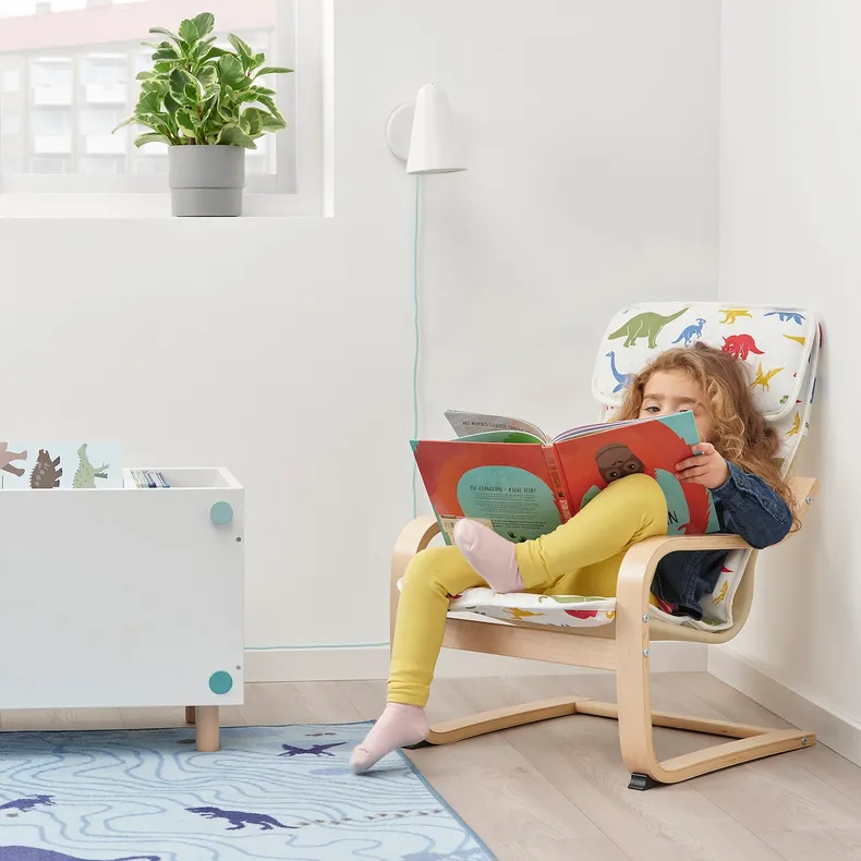 IKEA POÄNG ПОЕНГ, дитяче крісло, візерунок береза okl / медський динозавр 894.175.85 фото №2