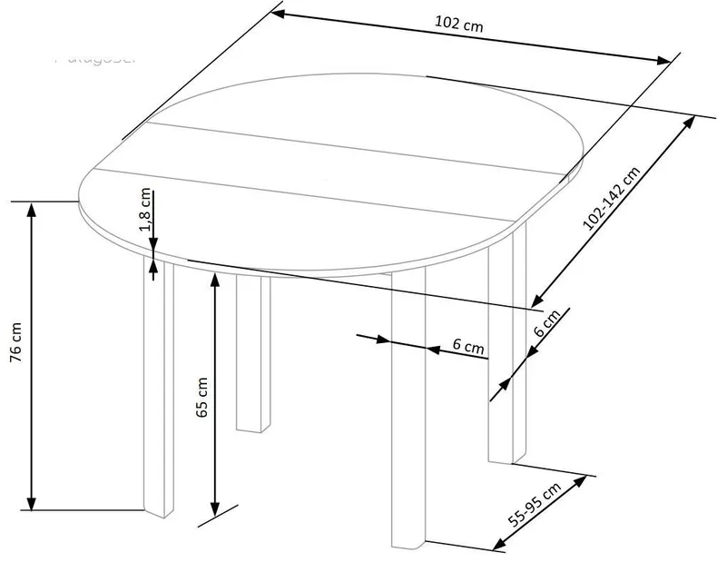Кухонний стіл HALMAR RINGO 102-142x102 см дуб крафт, білий фото №13