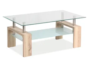 Скляний журнальний столик SIGNAL LISA Basic II, дуб сонома, 60x100 фото