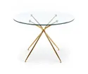 Кухонний стіл HALMAR RONDO 110x110 см, стільниця - прозора, ніжки - золото фото thumb №15