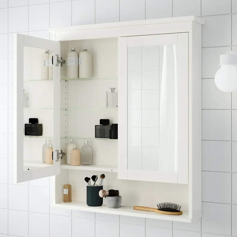 IKEA HEMNES ХЕМНЕС, шафа дзеркальна із 2 дверцятами, білий, 83x16x98 см 402.176.77 фото №2