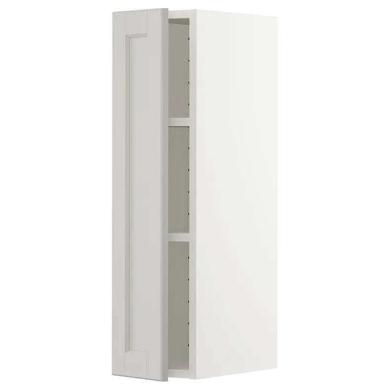 IKEA METOD МЕТОД, навесной шкаф с полками, белый / светло-серый, 20x80 см 394.555.32 фото №1