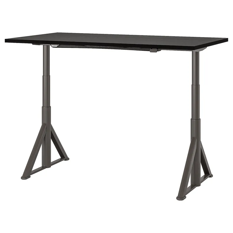 IKEA IDÅSEN ІДОСЕН, стіл регульований, чорний/темно-сірий, 160x80 см 492.809.90 фото №1