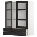 IKEA METOD МЕТОД / MAXIMERA МАКСИМЕРА, навесной шкаф / 2 стекл двери / 2 ящика, белый / Лерхиттан с черными пятнами, 80x100 см 294.589.08 фото thumb №1