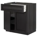 IKEA METOD МЕТОД / MAXIMERA МАКСИМЕРА, напольный шкаф с ящиком / 2дверцами, черный / Лерхиттан с черными пятнами, 80x60 см 194.549.01 фото thumb №1