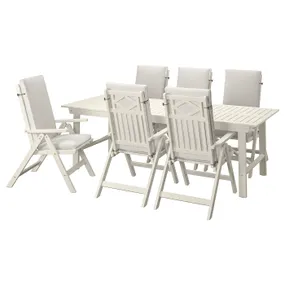 IKEA BONDHOLMEN БОНДХОЛЬМЕН, стіл+6 крісел із відкид спин / вуличн, білий / бежевий / бежевий Фрессон / Дувхольмен 095.512.38 фото