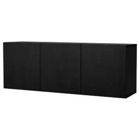 IKEA BESTÅ БЕСТО, комбинация настенных шкафов, черный / коричневый / Лапвикен черный / коричневый, 180x42x64 см 094.259.09 фото