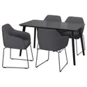 IKEA LISABO ЛИСАБО / TOSSBERG ТОССБЕРГ, стол и 4 стула, черный / металлический черный / серый, 140x78 см 792.881.26 фото thumb №1