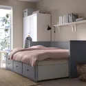 IKEA HEMNES ХЕМНЕС, кушетка, 3 шухляди/2 матраци, сірий/ваннарейд твердий, 80x200 см 993.909.48 фото thumb №2