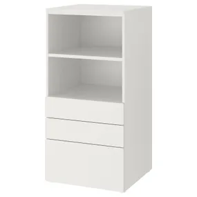 IKEA SMÅSTAD СМОСТАД / PLATSA ПЛАТСА, книжкова шафа, білий білий / з 3 шухлядами, 60x57x123 см 493.878.06 фото