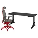IKEA UPPSPEL УППСПЕЛ / STYRSPEL СТЮРСПЕЛЬ, геймерський стіл та крісло, чорний сірий/червоний, 180x80 см 394.926.95 фото thumb №1