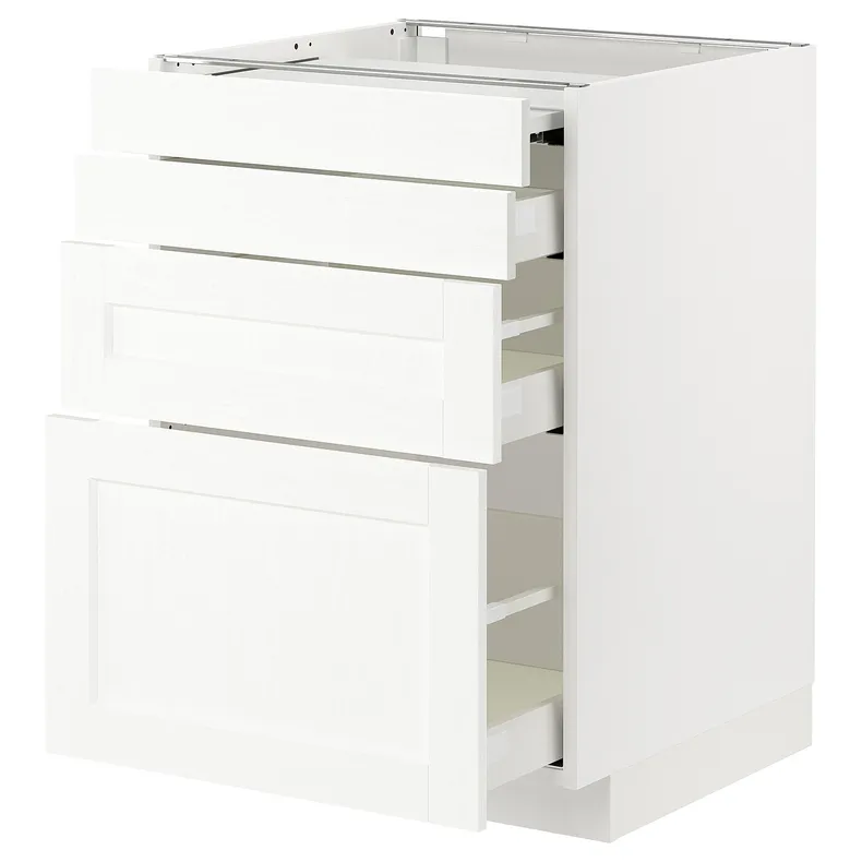 IKEA METOD МЕТОД / MAXIMERA МАКСИМЕРА, напольный шкаф с выдвиж панелью / 3ящ, белый Энкёпинг / белая имитация дерева, 60x60 см 094.734.48 фото №1