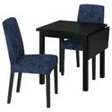 IKEA NORDVIKEN НОРДВІКЕН / BERGMUND БЕРГМУНД, стіл+2 стільці, чорний/Kvillsfors Квіллсфорс т-синій/синій чорний, 74/104 см 695.715.92 фото thumb №1