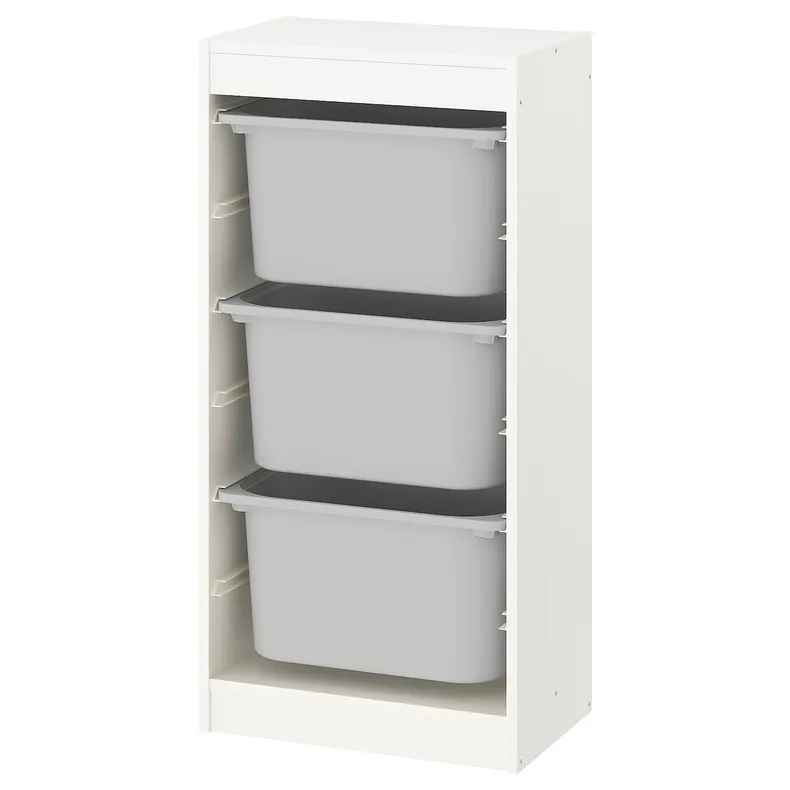 IKEA TROFAST ТРУФАСТ, комбінація для зберіган +контейнери, білий/сірий, 46x30x94 см 095.332.87 фото №1