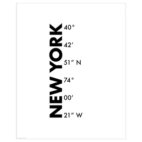 IKEA BILD БИЛЬД, постер, Координаты, Нью-Йорк, 40x50 см 805.817.02 фото