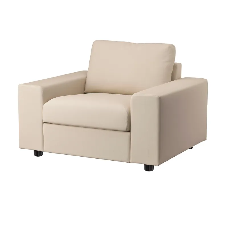 IKEA VIMLE ВІМЛЕ, крісло, з широкими підлокітниками / ХАЛЛАРП бежевий 094.771.87 фото №1