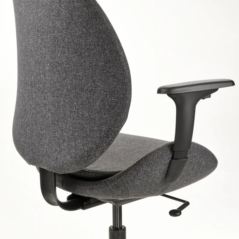 IKEA HATTEFJÄLL ХАТТЕФЙЕЛЛЬ, офісний стілець із підлокітниками, Gunnared темно-сірий/чорний 305.389.71 фото №7