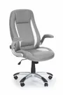 Крісло комп'ютерне офісне обертове HALMAR SATURN сірий, екошкіра перфорована фото