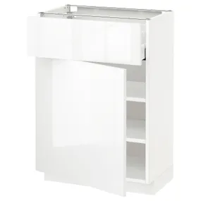 IKEA METOD МЕТОД / MAXIMERA МАКСІМЕРА, підлогова шафа з шухлядами та дверц, білий / РІНГХУЛЬТ білий, 60x37 см 094.547.32 фото