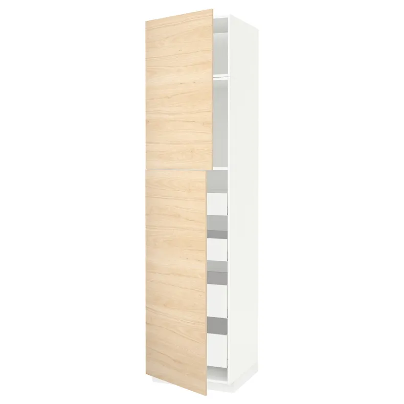 IKEA METOD МЕТОД / MAXIMERA МАКСІМЕРА, висока шафа, 2 дверцят / 4 шухляди, білий / АСКЕРСУНД під світлий ясен, 60x60x240 см 294.541.99 фото №1