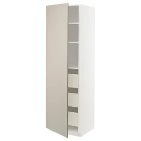 IKEA METOD МЕТОД / MAXIMERA МАКСИМЕРА, высокий шкаф с ящиками, белый / Стенсунд бежевый, 60x60x200 см 194.078.58 фото