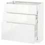 IKEA METOD МЕТОД / MAXIMERA МАКСИМЕРА, напольный шкаф с 3 ящиками, белый / Рингхульт белый, 80x37 см 390.522.05 фото