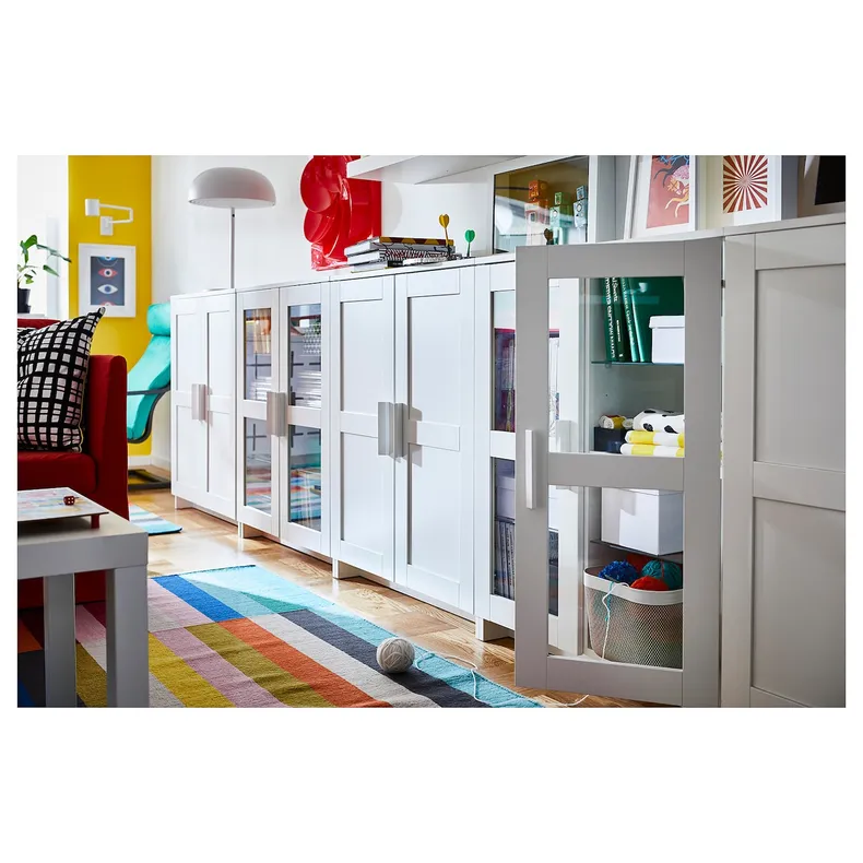 IKEA BRIMNES БРИМНЭС, шкаф с дверями, стекло / белый, 78x95 см 503.006.66 фото №3
