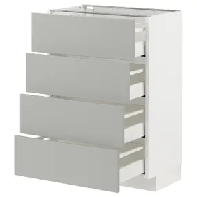 IKEA METOD МЕТОД / MAXIMERA МАКСИМЕРА, напольный шкаф 4 фасада / 4 ящика, белый / светло-серый, 60x37 см 395.391.55 фото