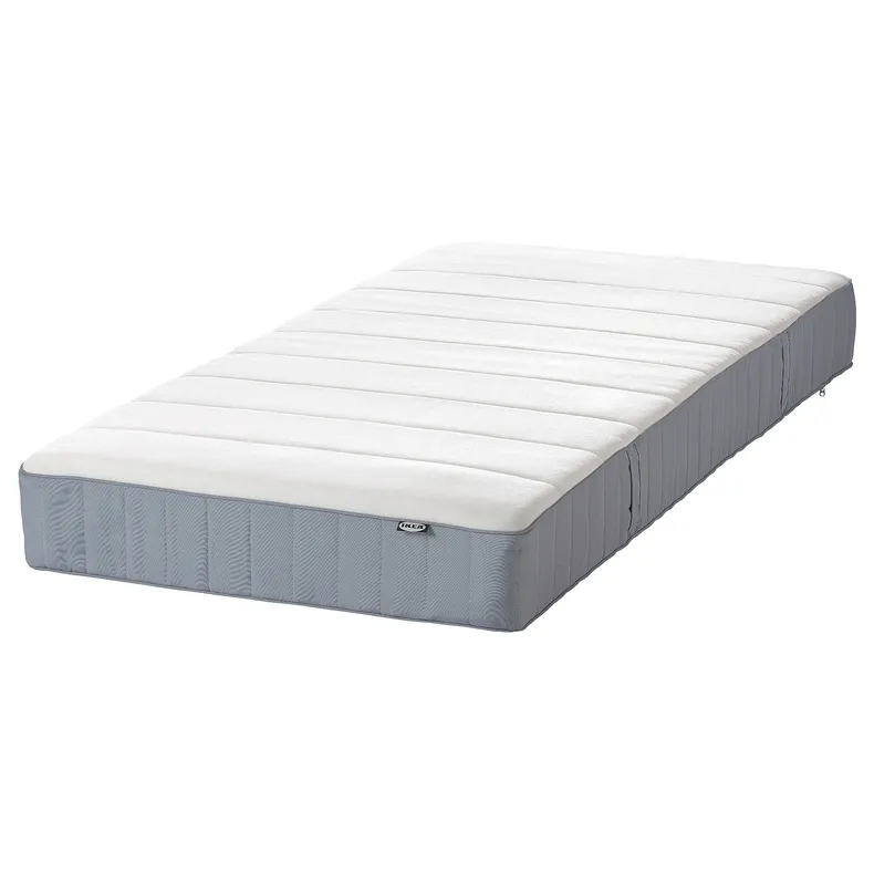 IKEA MALM МАЛЬМ, каркас кровати с матрасом, белый / Вестерёй средней жесткости, 90x200 см 595.446.41 фото №9