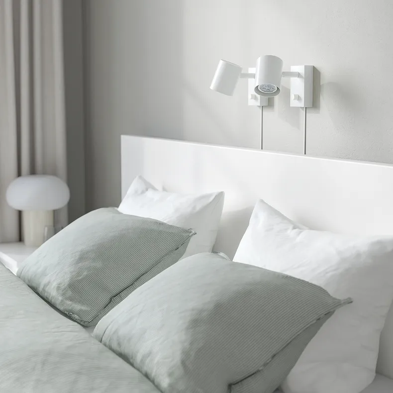 IKEA MALM МАЛЬМ, каркас ліжка з матрацом, білий / ОБЮГДА жорсткий, 140x200 см 695.447.11 фото №6