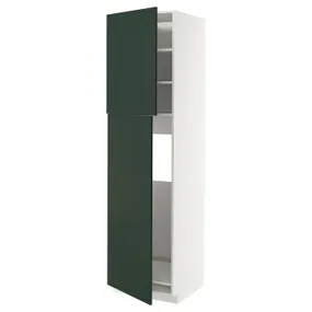 IKEA METOD МЕТОД, висока шафа для холодильника, 2 дв, білий / Хавсторп темно-зелений, 60x60x220 см 595.575.96 фото