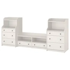 IKEA HAUGA ХАУГА, комбінація шаф для телевізора, білий, 277x46x116 см 593.884.38 фото