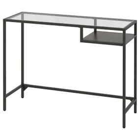 IKEA VITTSJÖ ВИТШЁ, стол д/ноутбука, черно-коричневый/стекло, 100x36 см 802.213.52 фото