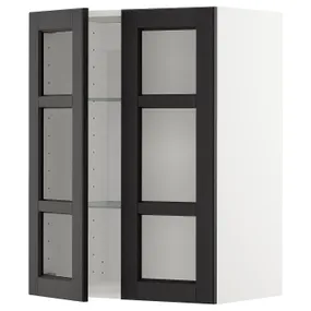 IKEA METOD МЕТОД, навесной шкаф / полки / 2стеклян двери, белый / Лерхиттан с черными пятнами, 60x80 см 894.604.56 фото