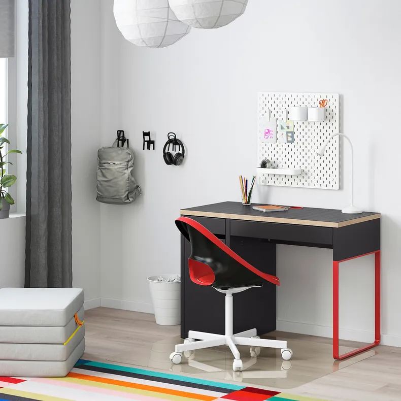 IKEA MICKE МИККЕ, письменный стол, антрацит / красный, 105x50 см 804.898.50 фото №2