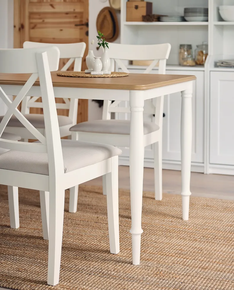IKEA DANDERYD ДАНДЕРЮД / INGOLF ІНГОЛЬФ, стіл+4 стільці, дуб білий okl / Hallarp бежевий, 130x80 см 793.887.34 фото №5