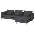 IKEA SÖDERHAMN СОДЕРХЭМН, 4-местный диван с козеткой, Фридтуна темно-серого цвета 195.022.90 фото thumb №1