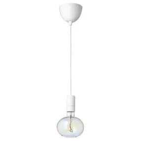 IKEA SUNNEBY СУННЕБЮ / MOLNART МОЛНАРТ, подвесной светильник с лампочкой, белый / эллипсовидный многоцветный 194.913.62 фото