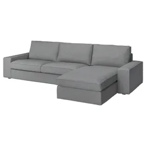 IKEA KIVIK КИВИК, 4-местный диван с козеткой, Тибблби бежевый / серый 994.405.85 фото