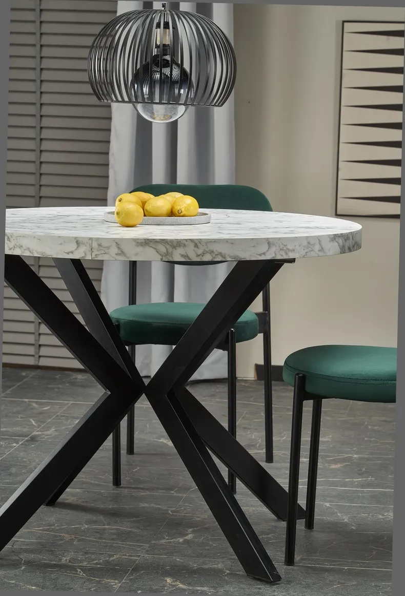 Кухонний стіл HALMAR PERONI 100-250x100 см білий мармур - чорний фото №9