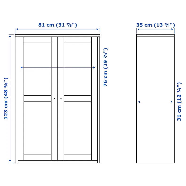 IKEA HAVSTA ХАВСТА, шафа зі скляними дверцятами, білий, 81x35x123 см фото №5