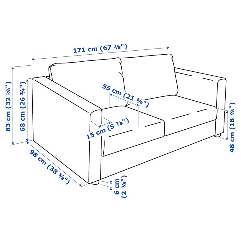 IKEA VIMLE ВІМЛЕ, 2-місний диван, Лейде сіро-чорний 394.344.03 фото №6