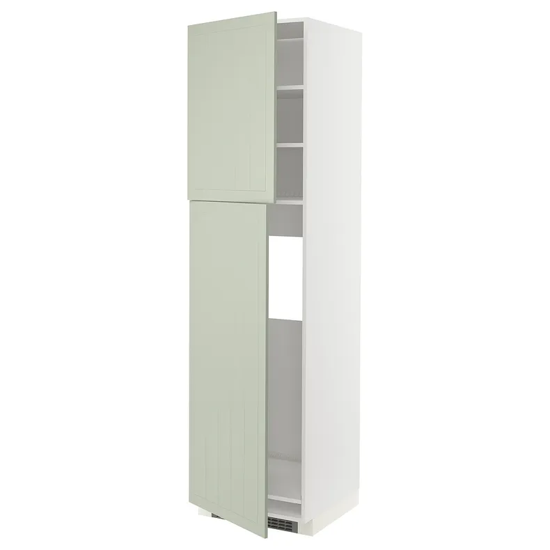 IKEA METOD МЕТОД, высокий шкаф д / холодильника / 2дверцы, белый / светло-зеленый, 60x60x220 см 094.869.31 фото №1