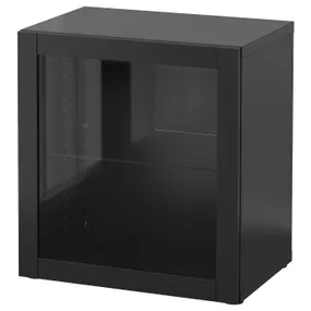 IKEA BESTÅ БЕСТО, секція полиць зі скляними дверцятам, чорно-коричневий/СІНДВІК чорно-коричневий прозоре скло, 60x42x64 см 590.476.42 фото