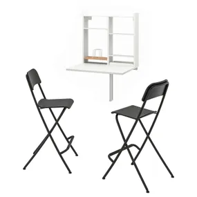 IKEA NORBERG НОРБЕРГ / FRANKLIN ФРАНКЛИН, стол и 2 стула, белый / черный 494.808.47 фото