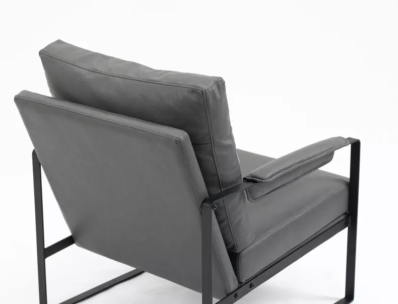 Крісло м'яке з металевим каркасом SIGNAL FOCUS Buffalo, екошкіра: сірий фото №6